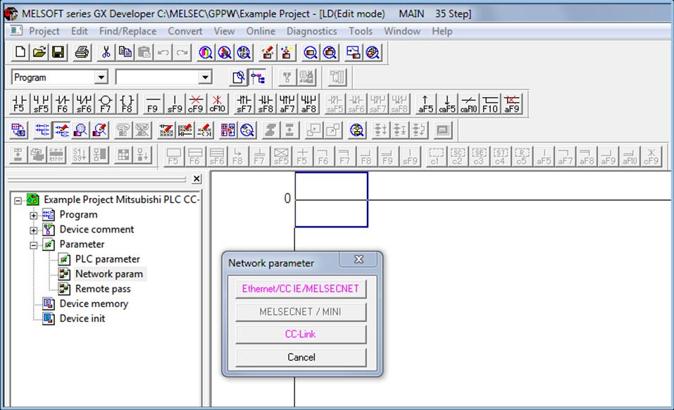 Figure 3. Navigate to CC-Link configuration screen.