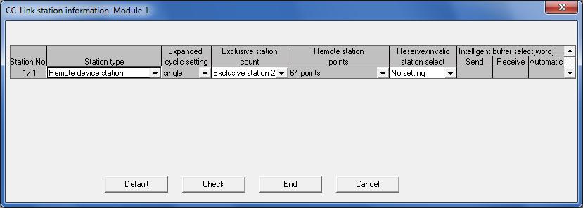 The next two parameters, Expanded cyclic setting and Exclusive station count, must be set to the values