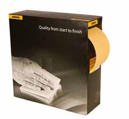 A-weight latex paper, PE-foam Semi-open Gold Grit range P 150 P 320, P 400 P 1000 WPF Mirka Waterproof is recommended for manual wet sanding of plastics, lacquers and composite materials.