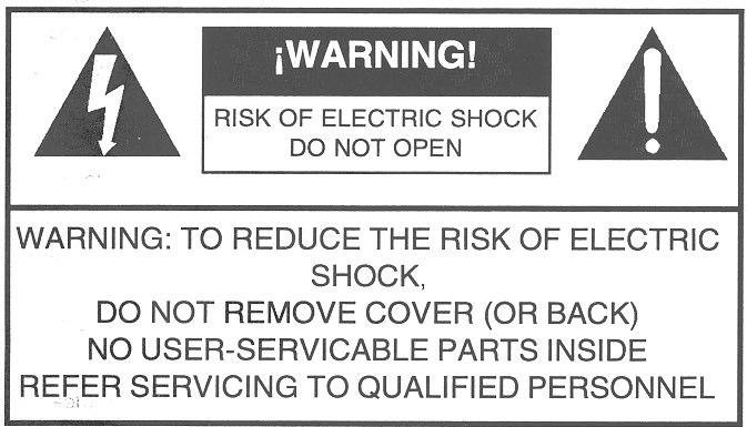 2 Important Safeguards Service and Warranty 19 WARNING: TO PREVENT FIRE OR ELECTRICAL SHOCK DO NOT EXPOSE TO RAIN OR MOISTURE WARNING: TO REDUCE THE RISK OF FIRE OR ELECTRIC SHOCK, DO NOT EXPOSE THIS