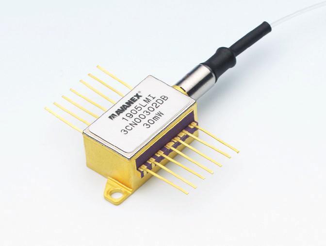 This laser module contains an Avanex SLMQW DFB laser and is designed or use with external modulation optimized or high power Wavelength Division Multiplexed (WDM) systems.