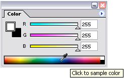 The Color palette The Color palette displays the color values for the current foreground and background colors.