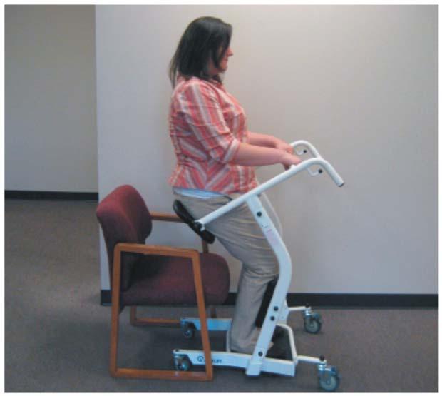 6. Have the patient lower themselves down onto the seat while keeping their knees/shins in the knee/shin pads
