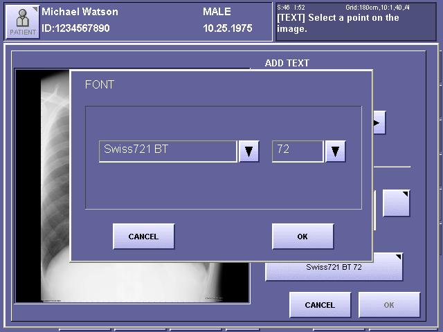 7. Processing the Image (QA Mode Screen) 6 Adjust the text. Adjust the position, text, and font. Display Operation POSITION Touch,,, or to move the text.