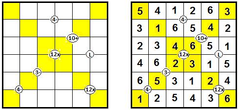 9) PRIME NUMBERS (7 points) Place a digit from to 6 (- in the instruction booklet) into each of the empty squares so that each digit appears exactly once in each row and column.