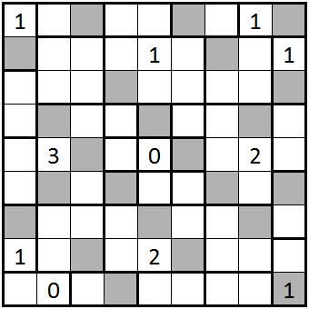 8) HITORI ( points) Shade some cells so that no number repeats in any row or column. Two shaded cells can not share an edge.