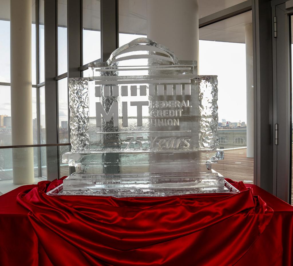 MIT FCU s 75th anniversary ice sculpture.