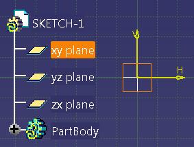 Pick the xy plane in the Tree with the left