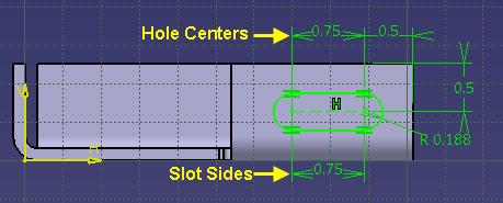 The first semi-axis of the profile is created. 6. Drag the cursor and click to create the third point.