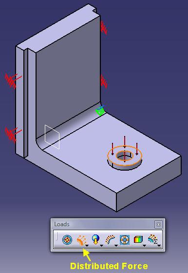 Apply a distributed force to the angle bracket ring