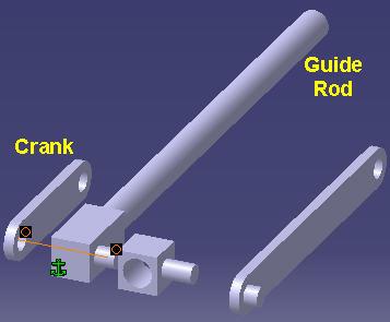 Guide-Rod pivot pin and Crank hole axes