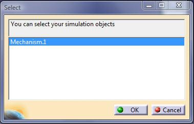 Select Simulation on the Digital-Mock-Up (DMU)