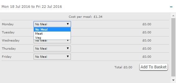 Pre-Booking Meat and Vegetarian Options If your school wants you to book whether your child is having a meat meal or a vegetarian meal: Select the +