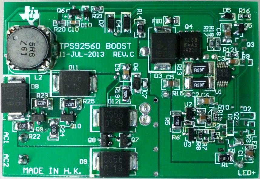 High Power 20W AR111 Boost LED Driver Reference Design 1 Introduction This reference design is to demonstrate a very good compatibility of power source boost topology LED driver based on TPS92560.