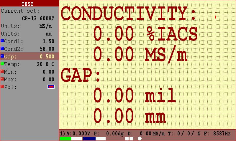 FIGURE 34 Entering the gap value for setting on the Cond 1 sample 3.5.16 After carrying out the setting up procedure, you can proceed with the measurement of electric conductivity at real objects.