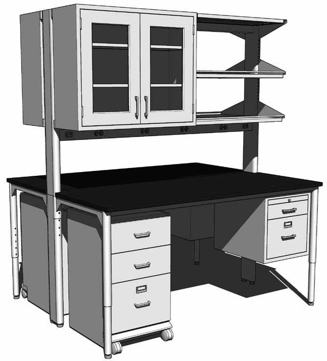 Steel and Wood Cabinets Features: Steel Base Cabinets Electrostatically applied, chemical resistant, powder coat finish available in colors to compliment any laboratory environment.