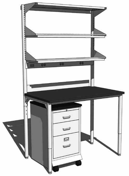 Single-sided Workstation 2" Post Features: Self-supporting workstations Pre-plumbed