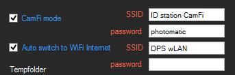 Every CamFi controller we ship along with ID station generates a network called ID station Camfi and requires a password photomatic. Never change these settings!