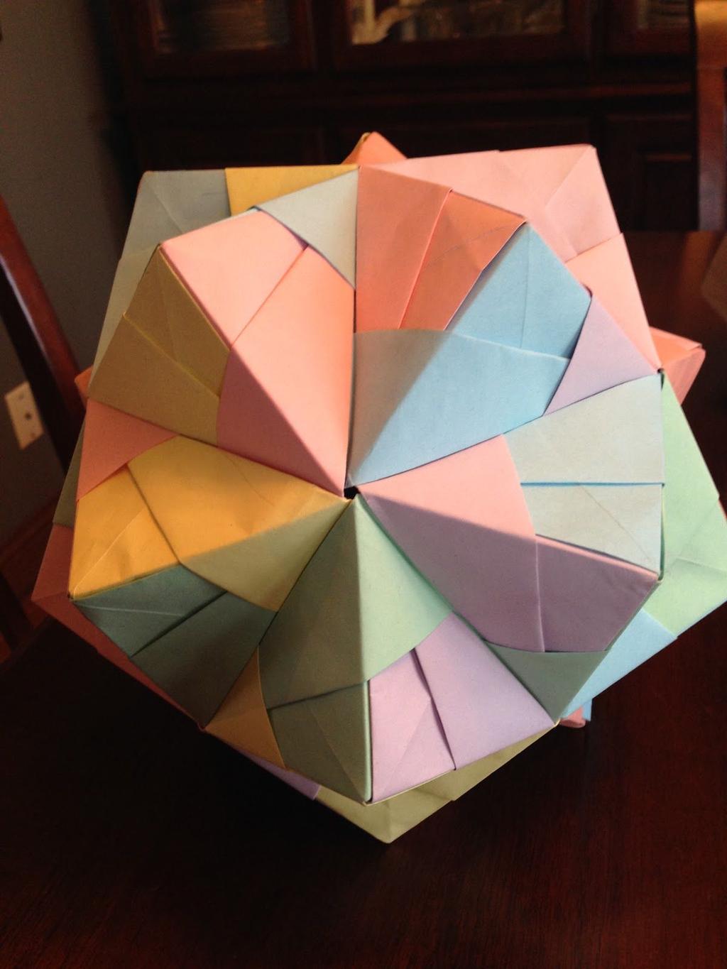 Colored Triangular hexahedron: Three pieces of paper one each of three different colors https://youtu.be/pjl8w9dpq k 3a.