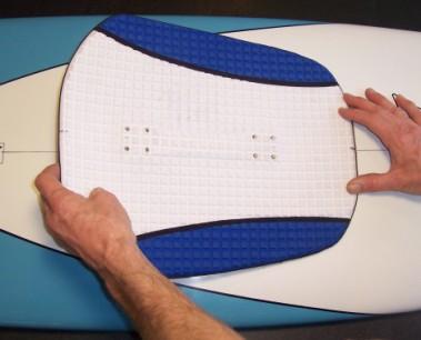 Applying the Surf-N-Skim Pad: Since the SNS pad is one piece, it is easier to apply it in stages working from the center outwards.