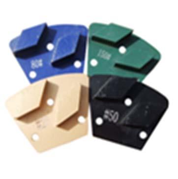 RL003 Rhombus TRAPEZOID Metal Bond Grinding Pad This Rhombus pattern segment plate Is 15% more aggressive on some tenacious coatings compared to the PCD Trapezoid.