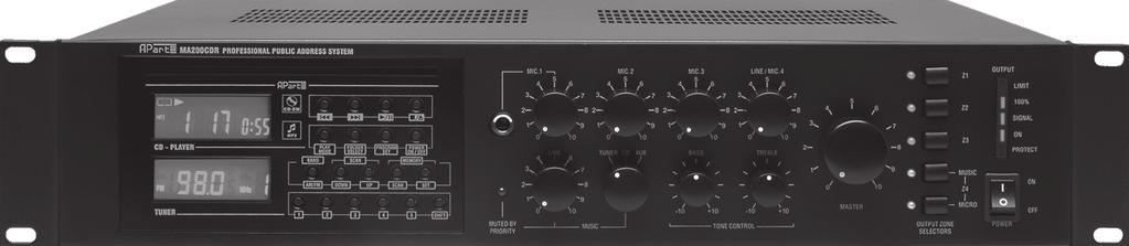 5. Overview Of The MA200 Series MA200CDR High quality 200 Watts 100 Volt mixing amplifier Integrated AM/FM tuner and CD/MP3