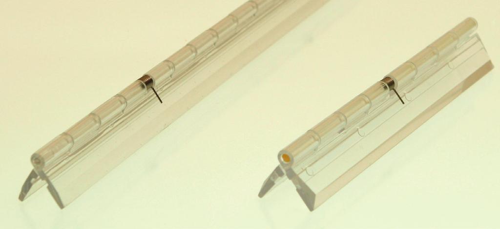 piano-style hinge. May be cut to length or joined end to end. Now available in convenient lengths.