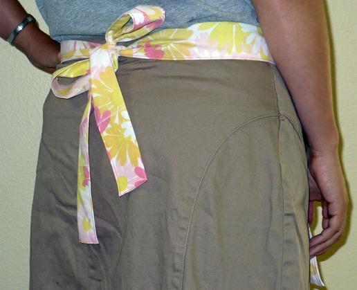 Position the fabric so that you are only sewing through the flap and not through the entire apron.