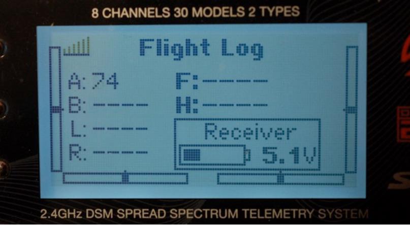 The RSSI (Received Signal Strength Indicator) number is sent back from the model by telemetry and displayed in the A field on the transmitter screen.
