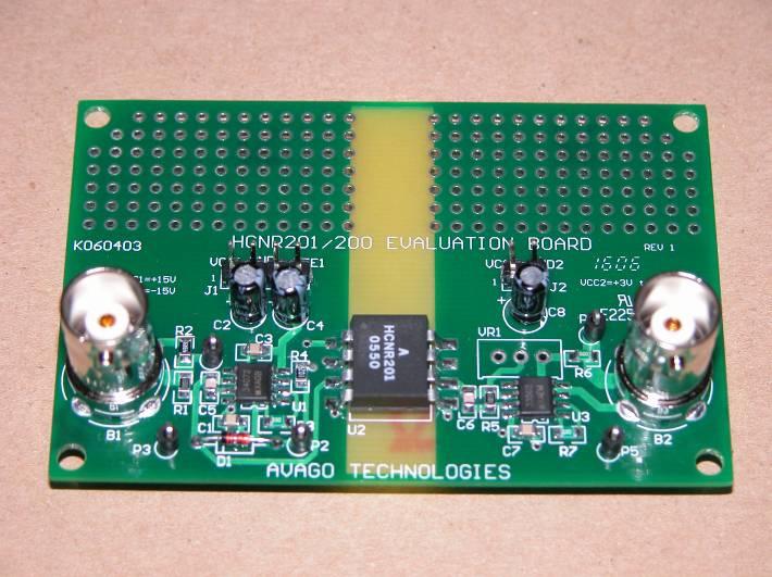 The Evaluation Board Input side The HCNR0/00 evaluation board helps designers quickly evaluate these highlinearity analog optocouplers.