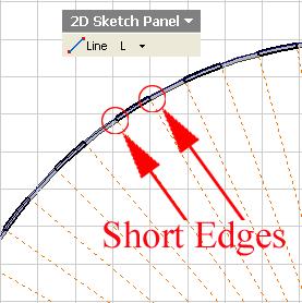 Next, select the Line tool to add short edges to the dovetail seams closed profile, click at