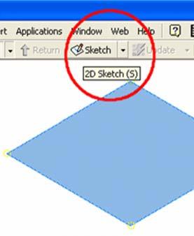 The Sketch1 opens automatically on the screen; and Sketch1 feature appears on the Model panel. Click the Return key in the Inventor Standard tool bar (Figure 1G-2B) to dismiss the Sketch1 feature.