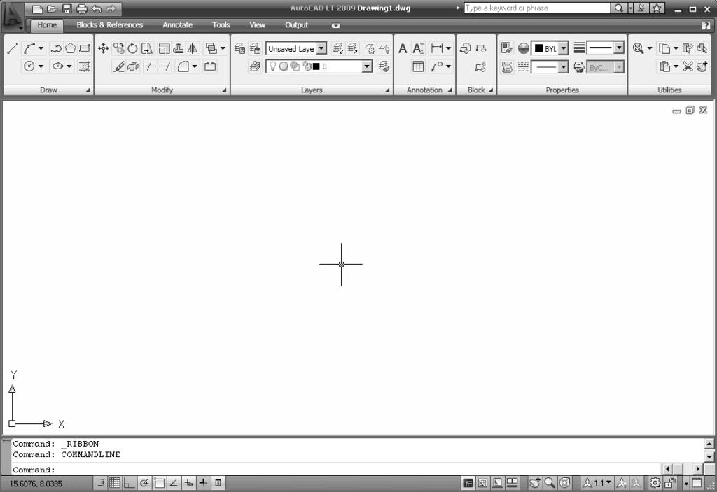 Geometric Construction Basics 1-3 Note that AutoCAD LT automatically assigns generic names, Drawing X, as new drawings are