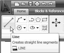 On your own, click Draw Lines and then Line to view the description of the AutoCAD LT Line command.