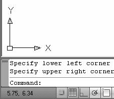 Geometric Construction Basics 1-7 3. In the command prompt area, near the bottom of the AutoCAD drawing screen, the message _line Specify first point: is displayed.