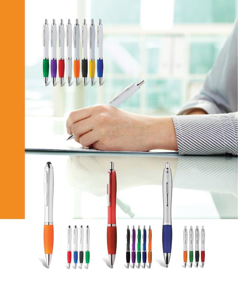 104 COOL writing Wumpy AP809360 Plastic ballpoint pen with white barrel, coloured rubber grip and shiny chrome parts. With blue refill.
