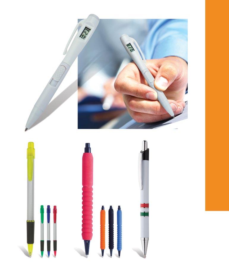 107 Odis AP791289 Plastic ballpoint pen with digital clock. Delivered with blue refill and button cell batteries.