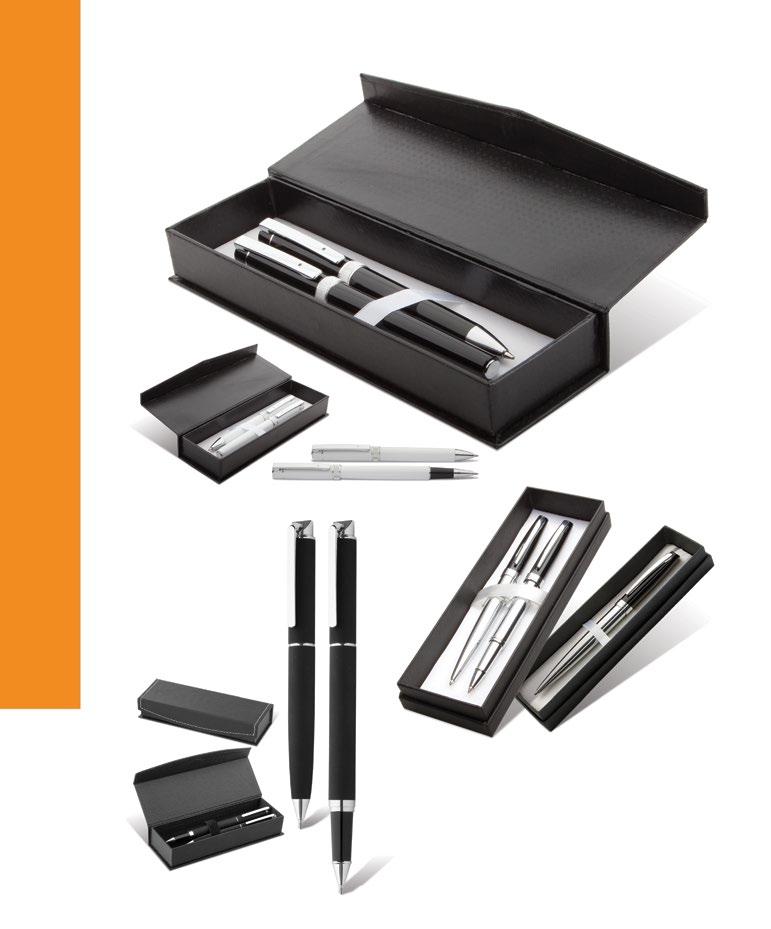 132 COOL writing Grip AP805972 Aluminium pen set with ballpoint pen and roller pen, with shiny barrel and milled aluminium decoration. In black gift box with blue refill.