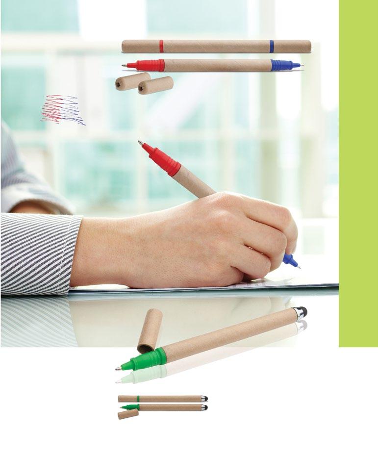 211 Lippo AP805962 Recycled paper ballpoint pen with two ends. Blue and red refill.