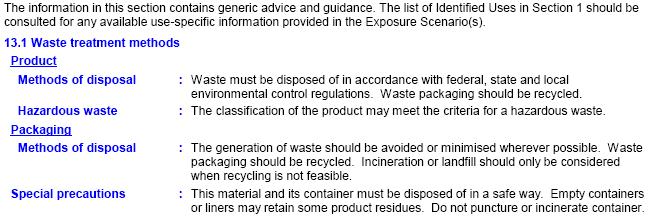 SECTION 13: DISPOSAL CONSIDERATIONS SECTION 14: