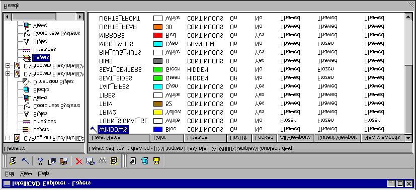 WORKING WITH THE INTELLICAD EXPLORER 133 E A B D C A Tools on the Standard toolbar provide controls common to all elements.