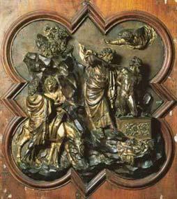 As Richard Krautheimer notes in his study of Ghiberti, Such use of flora and fauna was altogether new to Tuscan decoration, which during the fourteenth century almost never deviated from the