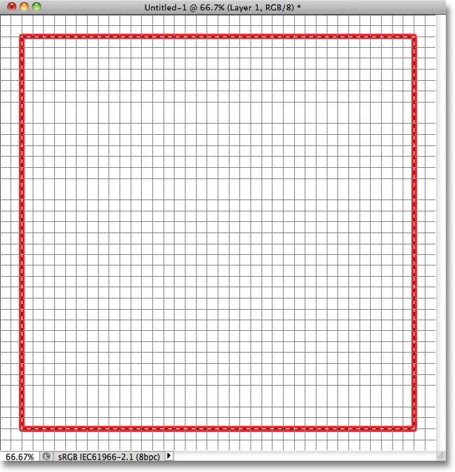 around the grid, but leave a border the width of two squares between the selection outline and the edges of the document.