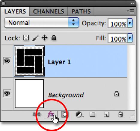 Step 10: Add A Drop Shadow Click on the Layer Styles icon at the bottom of the Layers panel: Clicking on the Layer Styles icon.