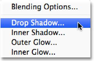 This opens Photoshop s Layer Style dialog box set to the Drop Shadow options in the middle column.