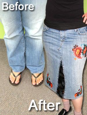 Skirt Conversion Dress up your wardrobe and recycle an old pair of jeans by turning them into a trendy skirt!