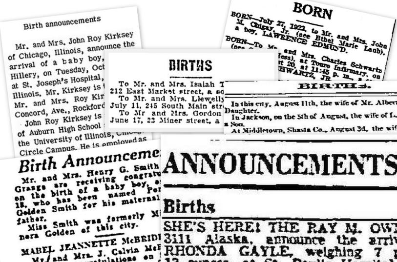 BIRTH ANNOUNCEMENTS Published in Newspapers