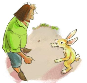6 The shoemaker had been sitting at his workbench in the sun. Now he stood to his full height and mopped his forehead. He agreed with Uncle Rabbit.