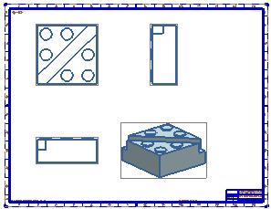 6. Click OK to create the new drawing part. In this example, we created an E sized template and added views.