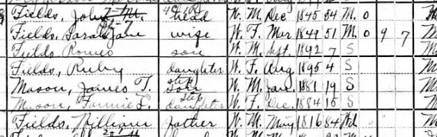 1900 Howard County, Missouri census 2015.04.13 Rommie and Ruby Fields 1900 U.S.